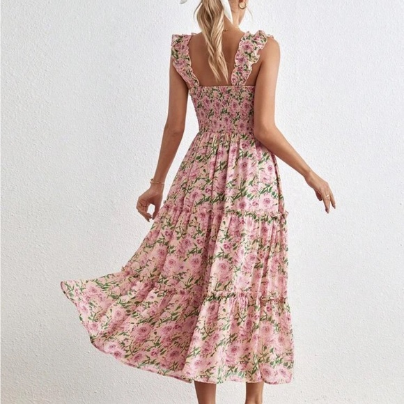 Pink and green floral dress - Picture 2 of 2